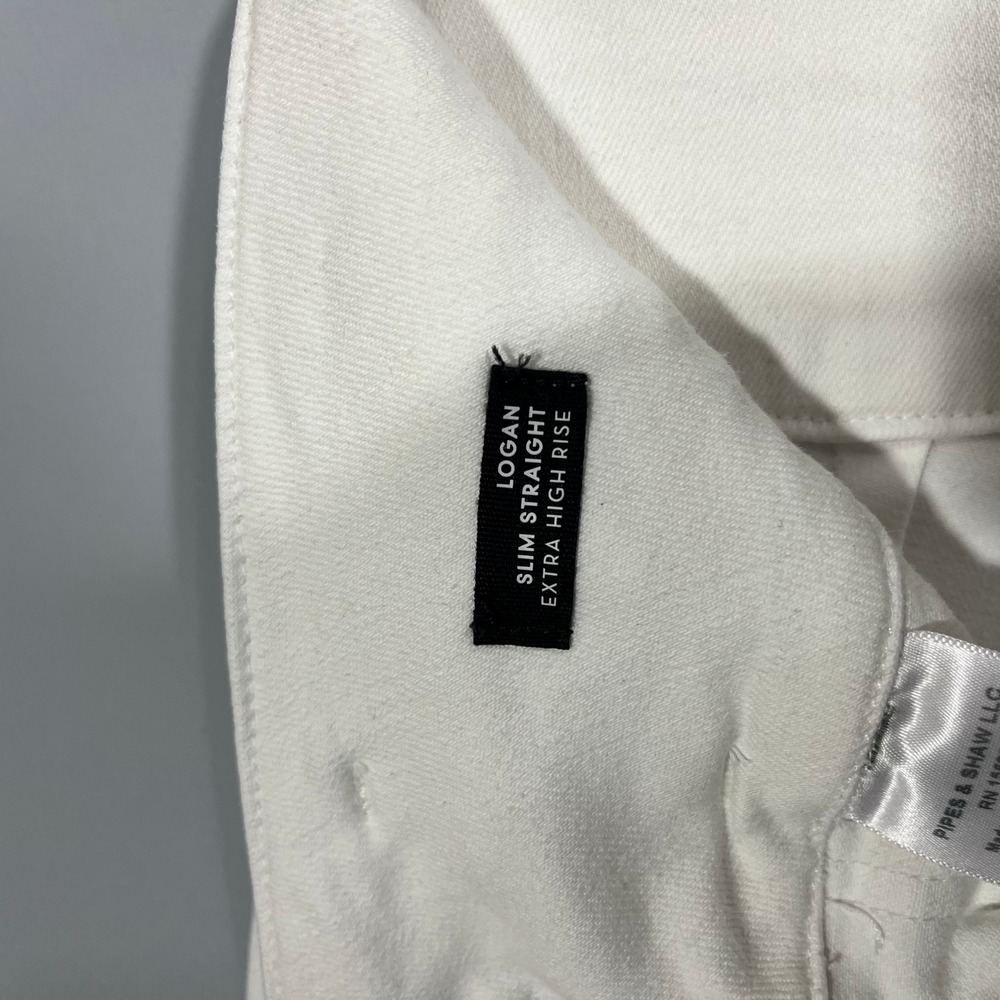 Veronica Beard Logan Slim Straight Extra High Rise White Tie Waist Jeans Size 26 - Picture 5 of 8